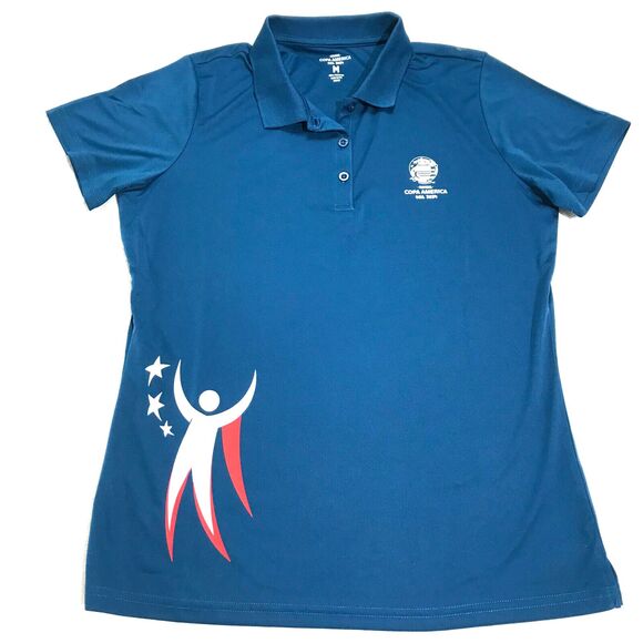 Conmebol Tops - Copa America Official Size M Womens Blue Teal Polo Shirt Conmebol Soccer